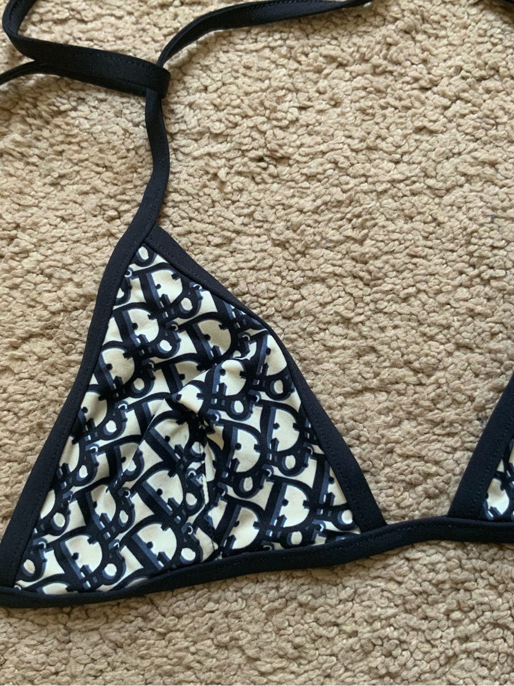 Dior Women’s Bikini Top Navy Blue Oblique Technical Fabric Strappy Size XS - Picture 2 of 6